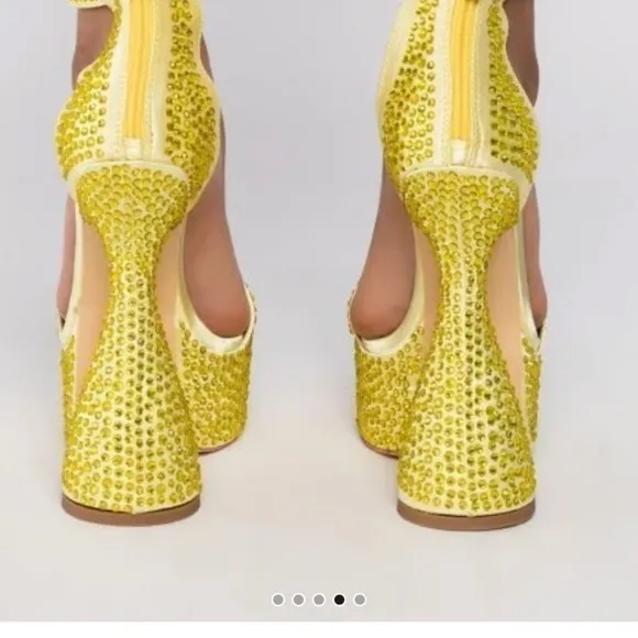 Azalea Platform junky sandal heels covered in Rhinestone crystals all over crys…