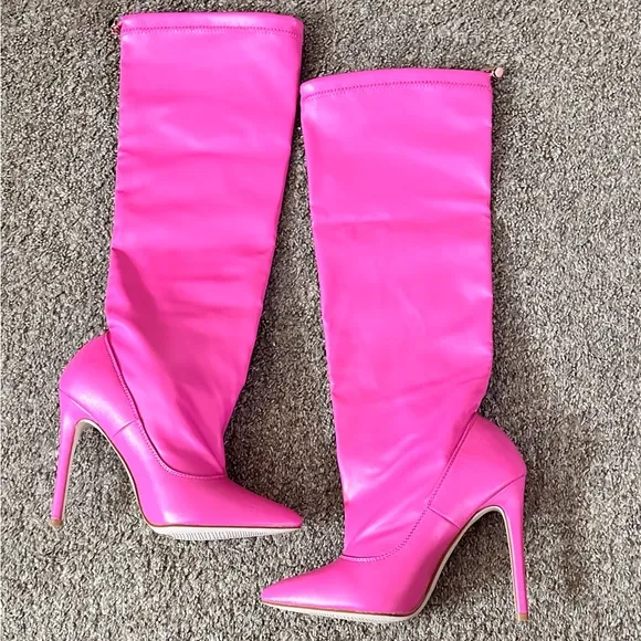 AZALEA WANG ‘CRENN PINK SLOUCH BOOTS