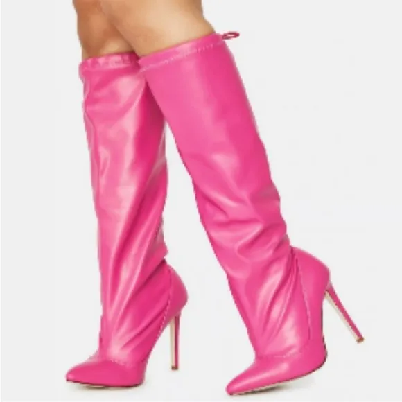 AZALEA WANG ‘CRENN PINK SLOUCH BOOTS