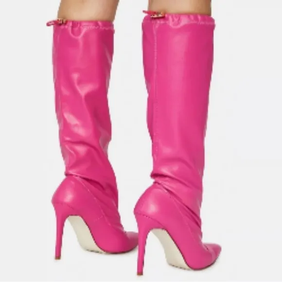 AZALEA WANG ‘CRENN PINK SLOUCH BOOTS