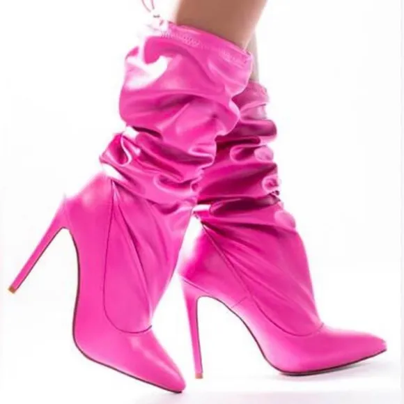 AZALEA WANG ‘CRENN PINK SLOUCH BOOTS