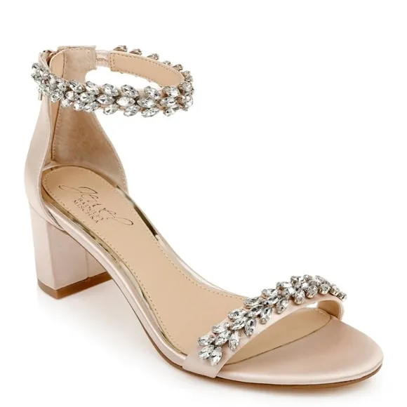 Badgley Mischka Jewell Bejeweled Bronwen Dress Wedding Prom Formal Shoes 7.5