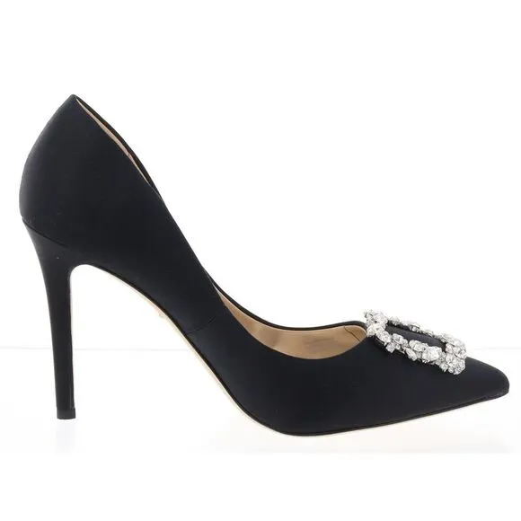 Badgley Mischka Womens Cher Black Shimmer Glamour Dress Shoes Evening New