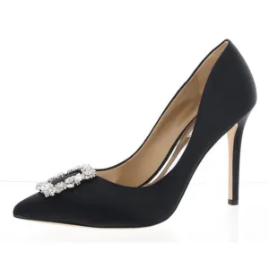 Badgley Mischka Womens Cher Black Shimmer Glamour Dress Shoes Evening New