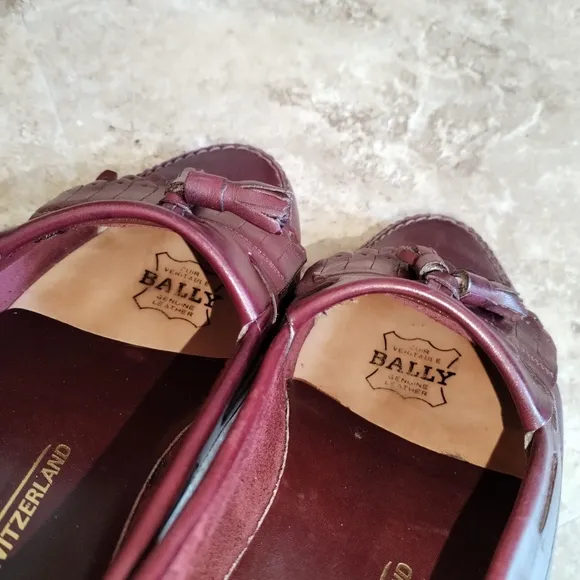 BALLY Lorenzo loafers slip on dress shoes with tassel burgundy color siz…