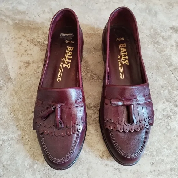 BALLY Lorenzo loafers slip on dress shoes with tassel burgundy color siz…