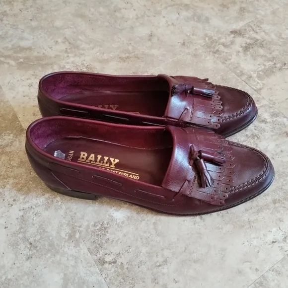 BALLY Lorenzo loafers slip on dress shoes with tassel burgundy color siz…