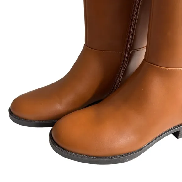 BANDOLINO Romi Womens Faux Leather Round Toe Knee-High Boots in Medium Natural 7
