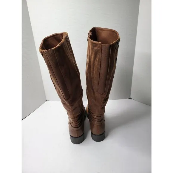 Baretraps Ornella Wide Calf Womens 11M Brown High Riding Boots Side Zip Buckle