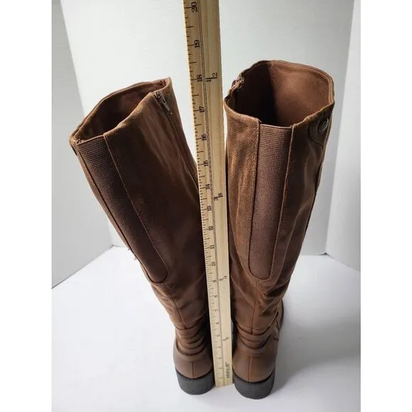 Baretraps Ornella Wide Calf Womens 11M Brown High Riding Boots Side Zip Buckle