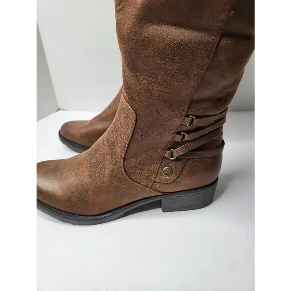 Baretraps Ornella Wide Calf Womens 11M Brown High Riding Boots Side Zip Buckle