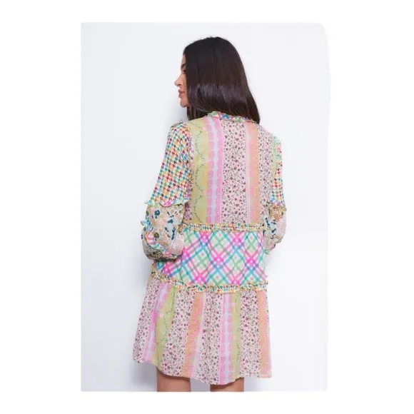 Barok Paris Spring Fling Patchwork Mini Dress NWT