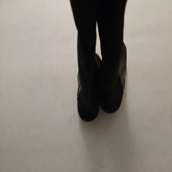 BCBGMAXAZARIA Ma Fillie Knee High Black Leather &amp; Textile Boots Retail $450