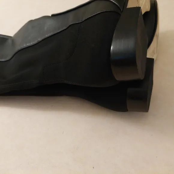 BCBGMAXAZARIA Ma Fillie Knee High Black Leather &amp; Textile Boots Retail $450