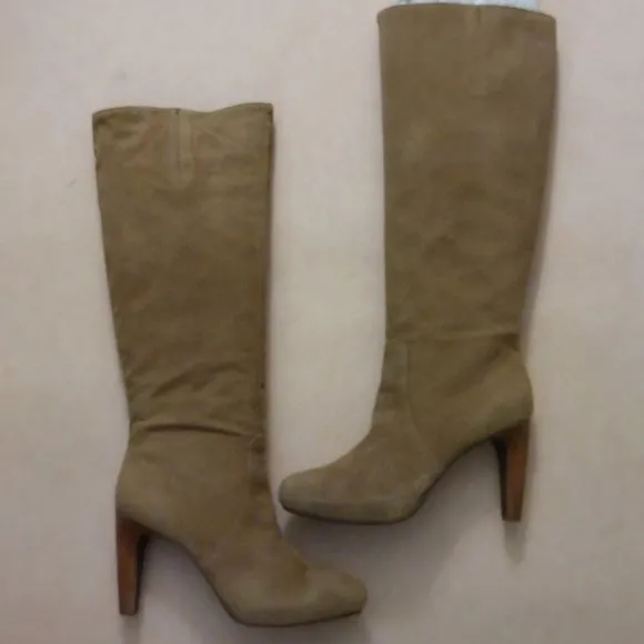 BCBGMAXAZARIA Tan Over-the-Knee High-Heel Suede Boots Retail $595