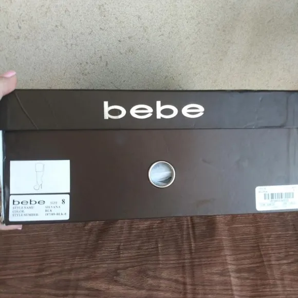 Bebe knee high/ over the knee black suede high heeled boots in size 8. New w/box