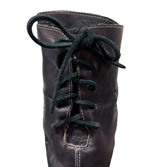 Bed Stu Cambridge Perforated Leather Corset Lace Knee High Boots