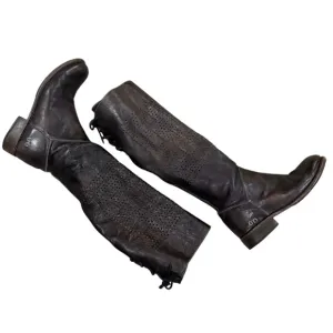 Bed Stu Cambridge Perforated Leather Corset Lace Knee High Boots