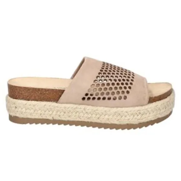 Bella Vita Womens Beverly Taupe Leather Slip On Platform Sandals Shoes NWT 9M