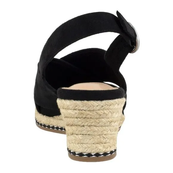 BELLA VITA Womens Black Jute Nadette Ii Round Toe Wedge Espadrille Shoes 9 M