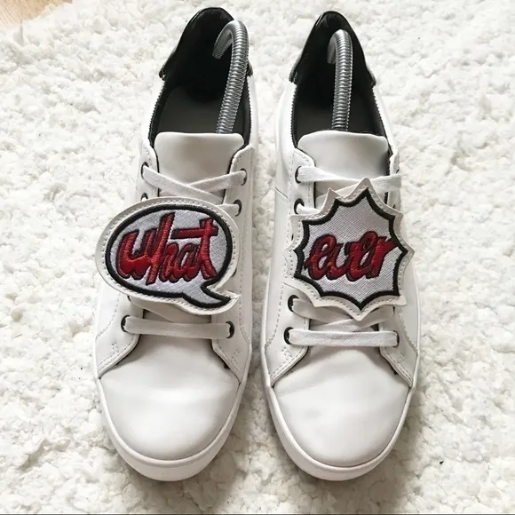 Bershka Rare White WHAT EVER Platform Sneakers