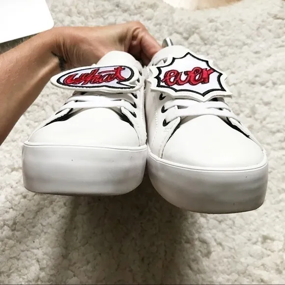 Bershka Rare White WHAT EVER Platform Sneakers