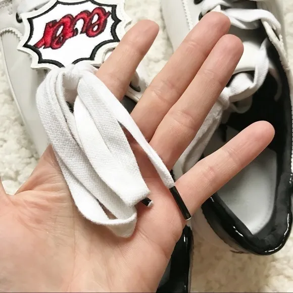 Bershka Rare White WHAT EVER Platform Sneakers