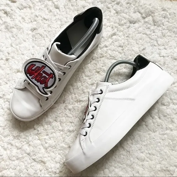 Bershka Rare White WHAT EVER Platform Sneakers