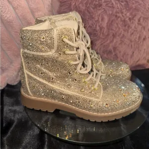 Betsey Johnson Gold and Cream Boots