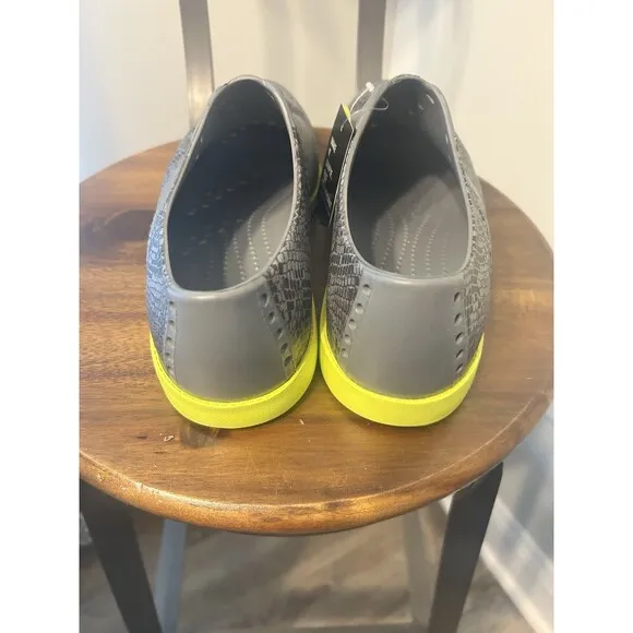 Biion Golf Shoes Men's 9 Gray Black Yellow Neon Spikeless Wingtip Brogue Slip On