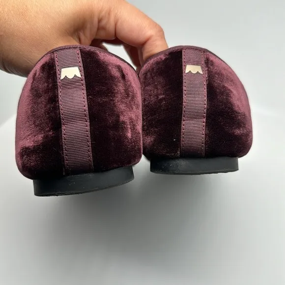 Birdies The Starling Maroon Crystal Velvet Loafer Slip on Flat Shoes Size 7.5