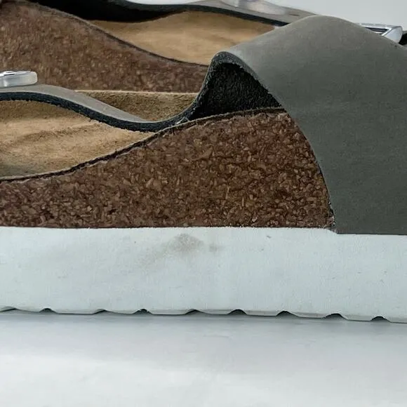 Birkenstock Papillio Gizeh Platform Nubuck Leather Gray Women 8 NWOB Regular Fit