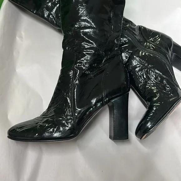 Black Patton leather boots size 6  Italy