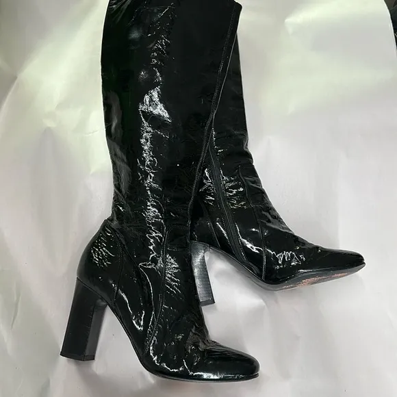 Black Patton leather boots size 6  Italy
