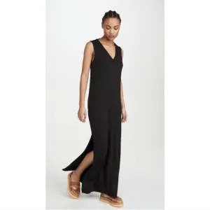 BLDWN Addison Black V-neck Sleeveless Maxi Dress Medium