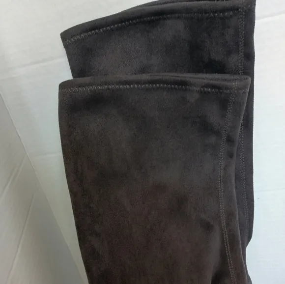 Blondo Knee High Sock Boots Womens Size 11 Gray Waterproof Suede Block Heel