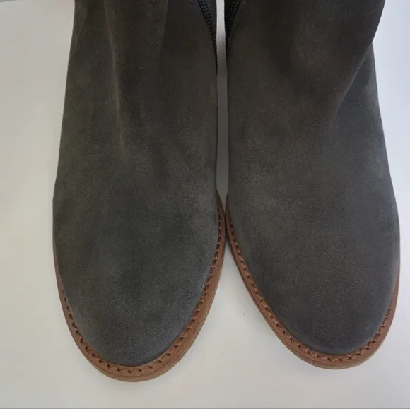Blondo Knee High Sock Boots Womens Size 11 Gray Waterproof Suede Block Heel