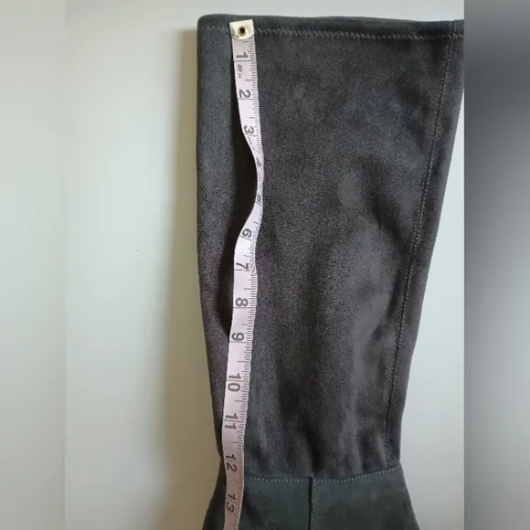 Blondo Knee High Sock Boots Womens Size 11 Gray Waterproof Suede Block Heel