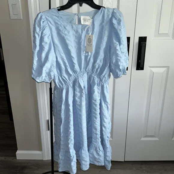 Blue Textured Emersyn Mini DressHYACINTH HOUSE