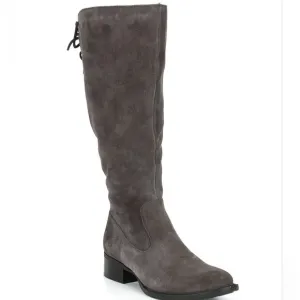 Born Boots Gray Knee High New 8 1/2 Cotto Suede Lace Up Back Side Zippper Grey
