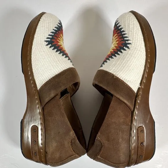 Born Sundance Bailie Aztec Platform Clog - White/Brown - Women's 11 (Euro 43)