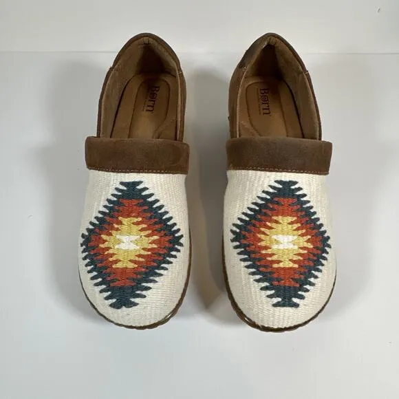 Born Sundance Bailie Aztec Platform Clog - White/Brown - Women's 11 (Euro 43)