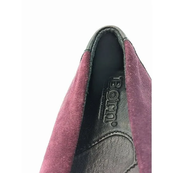 Born Women's Plum Purple Suede Gray Round Toe Ballet Flat Shoes Size 7