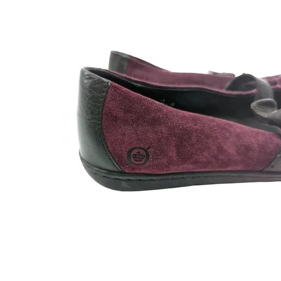Born Women's Plum Purple Suede Gray Round Toe Ballet Flat Shoes Size 7