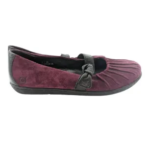 Born Women's Plum Purple Suede Gray Round Toe Ballet Flat Shoes Size 7