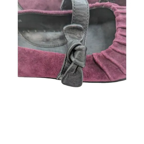 Born Women's Plum Purple Suede Gray Round Toe Ballet Flat Shoes Size 7