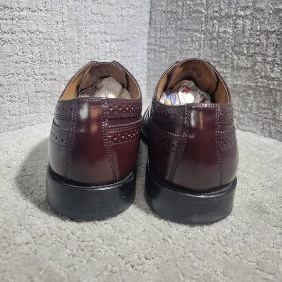 Bostonian Luxe Longwing Blucher Mens 10M US Burgundy Leather Wingtip Dress Shoes