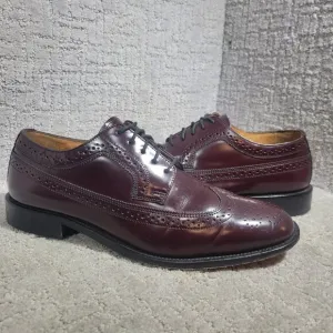 Bostonian Luxe Longwing Blucher Mens 10M US Burgundy Leather Wingtip Dress Shoes