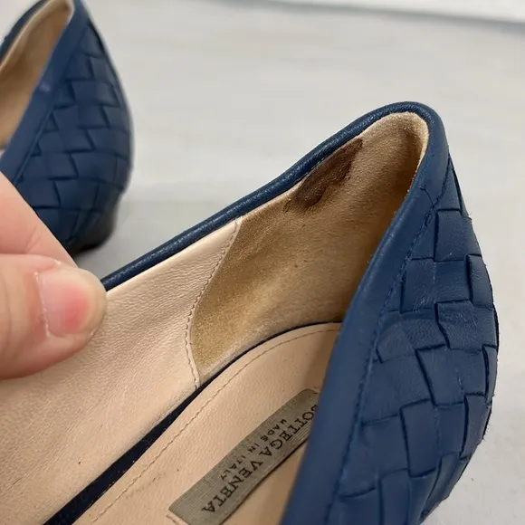 BOTTEGA VENETA INTRECCIATO Woven Midnight Blue Ballet Flats Shoes