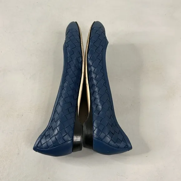 BOTTEGA VENETA INTRECCIATO Woven Midnight Blue Ballet Flats Shoes